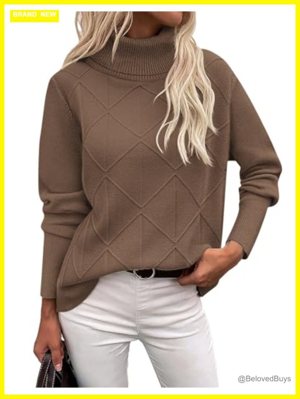 Turtleneck Sweater Chunky Knit Long Sleeve Pullover Fall Winter Top